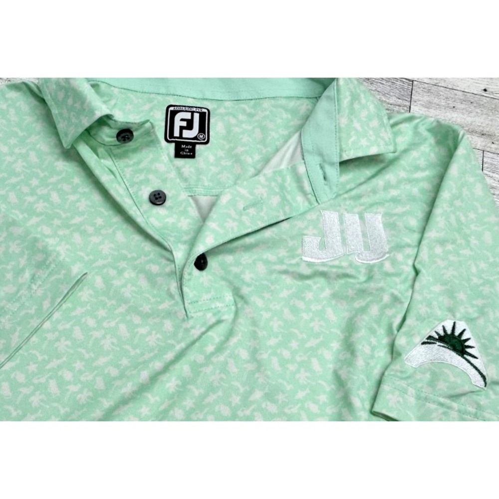 FootJoy Athletic Fit Lisle Beach Print AOP Golf Polo Shirt Mens MEDIUM‎ Patches